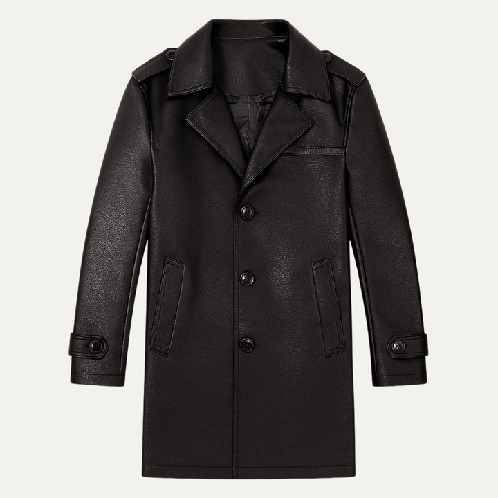 Mens Leather Trench Coat Smart Business Fit - BritishMode