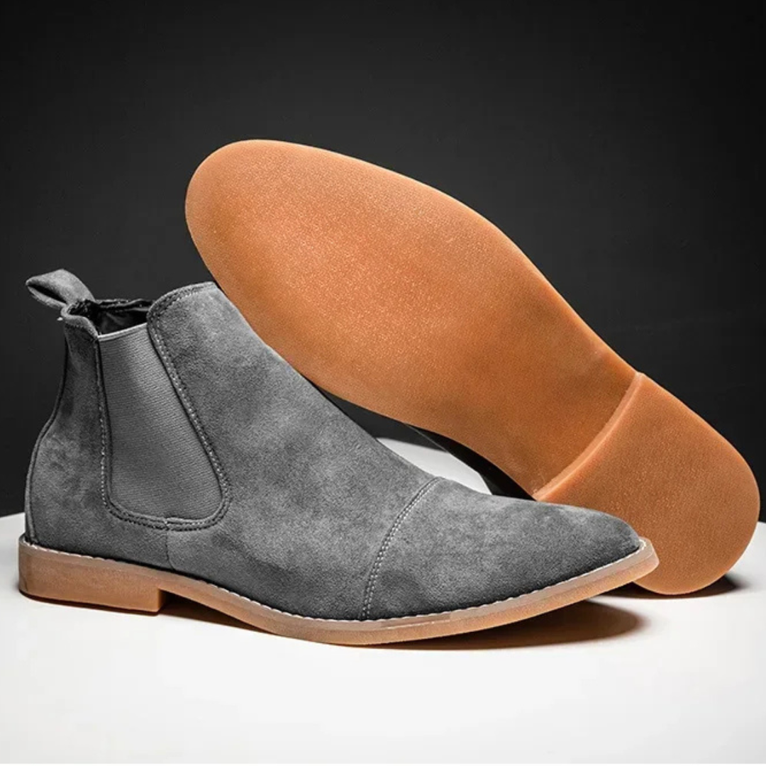 Mens Chelsea Boots Suede Slip-On Elastic Side Panels