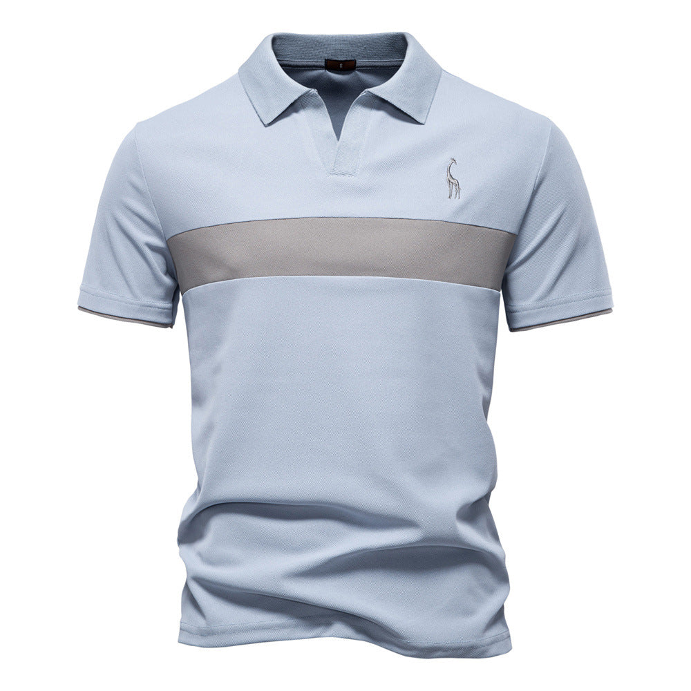 Mens Short Sleeve Polo Shirt with Striped Trim Classic Fit
