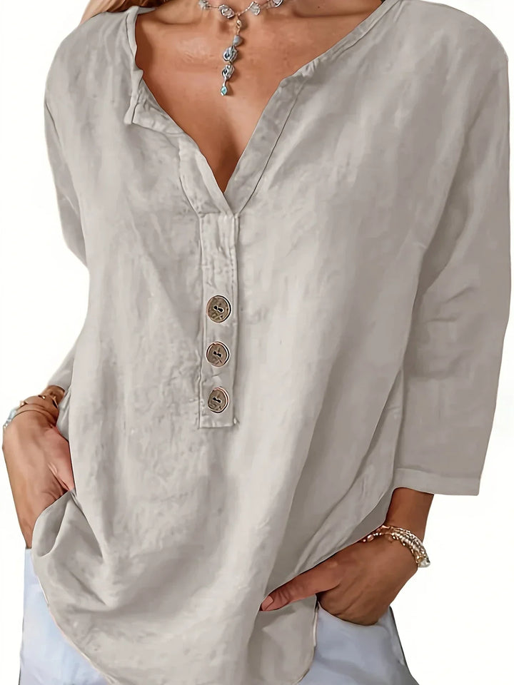 Womens Casual Blouse Cotton and Linen Relaxed Fit