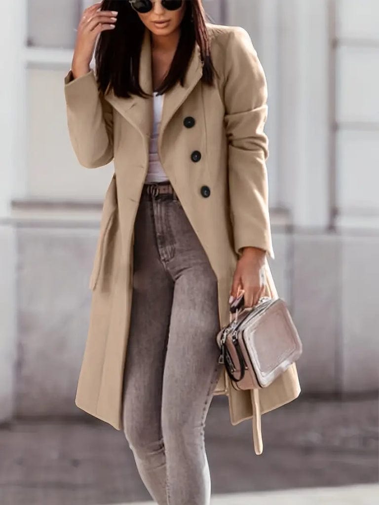 Womens Classic Wool Blend Coat Warm Fit - BritishMode
