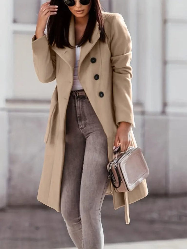 Womens Classic Wool Blend Coat Warm Fit - BritishMode
