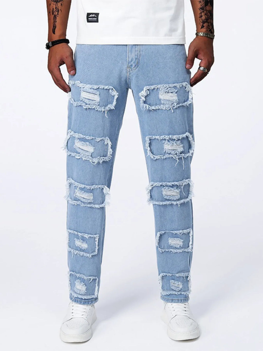 Mens Skinny Fit Jeans with Ripped Detail - BritishMode