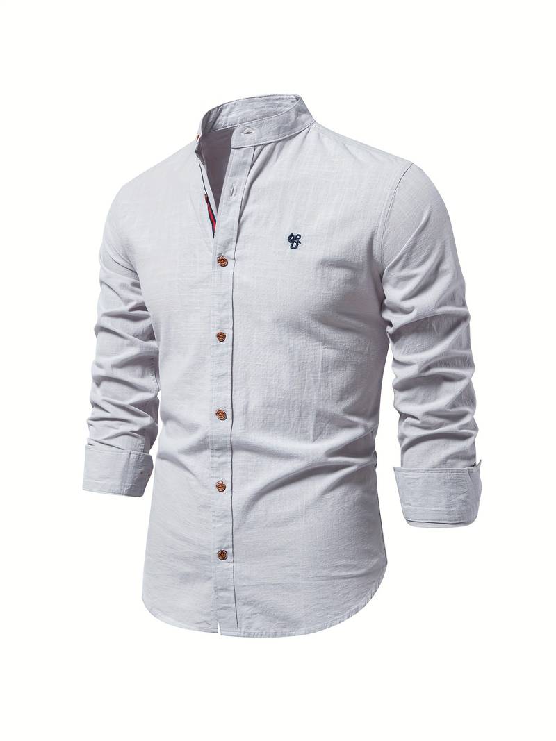 Mens Long-Sleeve Button-Down Shirt Cotton Regular Fit