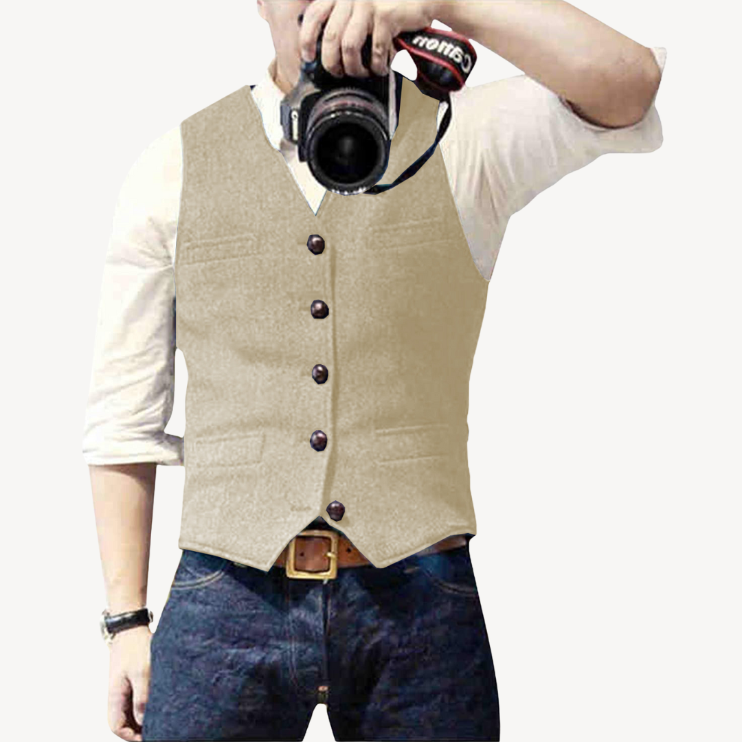 Mens Wool Vest Buttoned Front