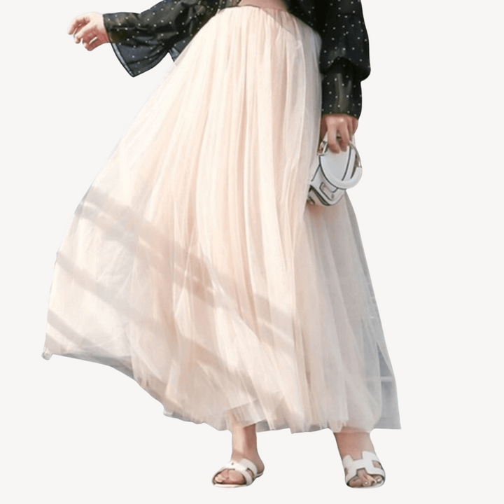 Womens Maxi Skirt Tulle Layered Flowy - BritishMode
