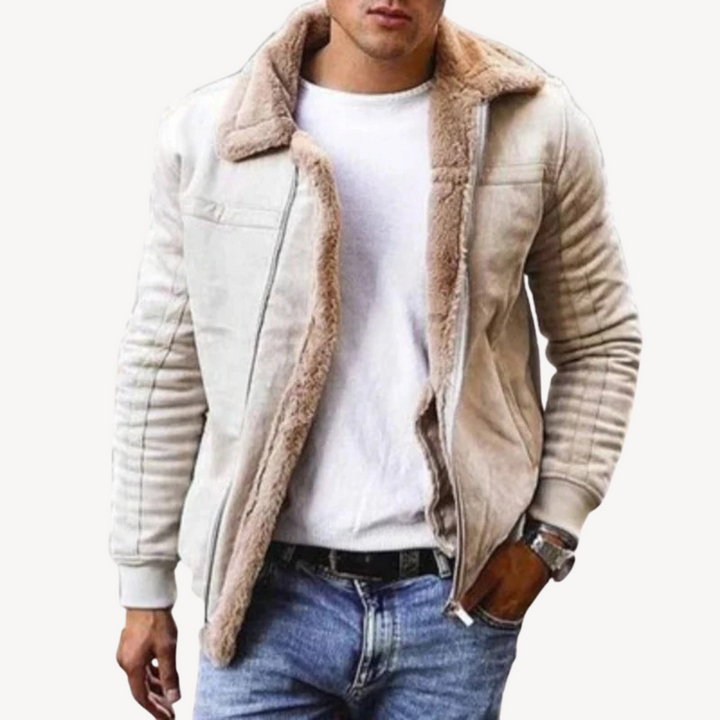 Mens Jacket Faux Shearling Relaxed Fit - BritishMode