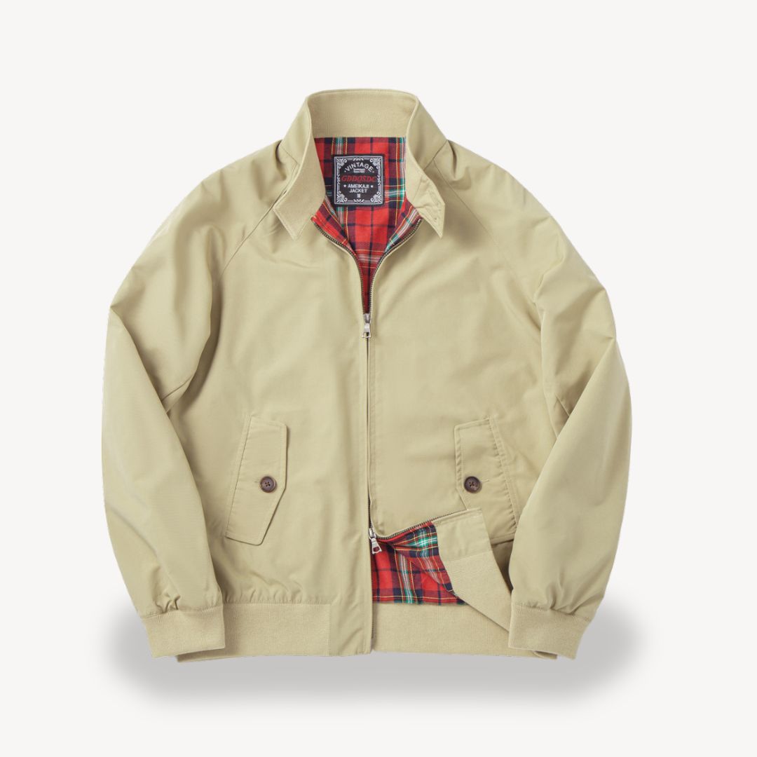 Mens Harrington Jacket with Plaid Lining Classic Fit