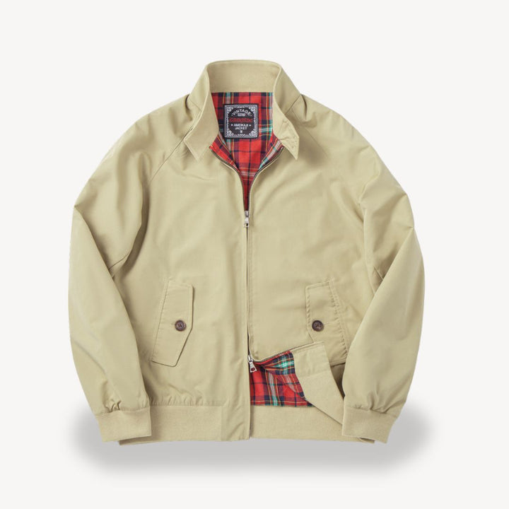 Mens Harrington Jacket with Plaid Lining Classic Fit
