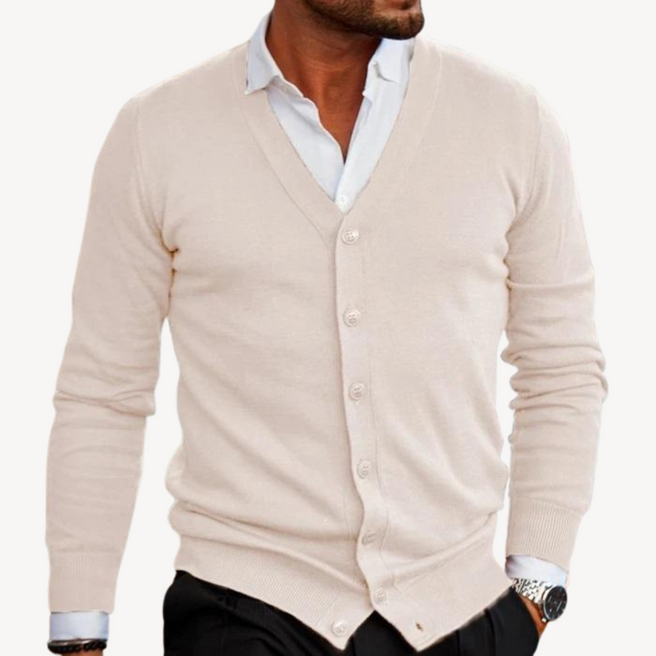 Mens Cardigan V-Neck Button-Down Knit