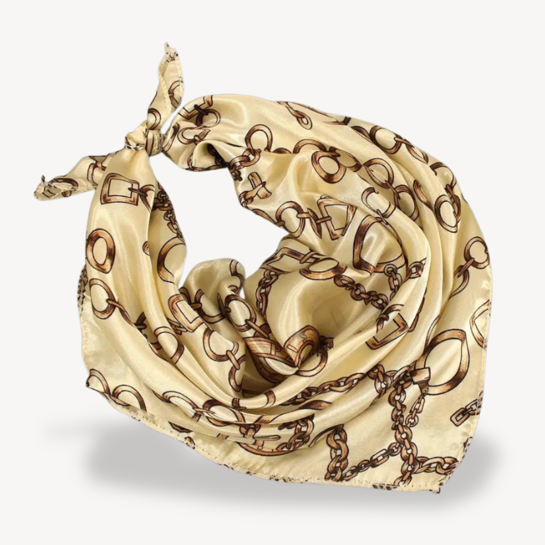 Womens Silk Head Scarf Chain Print Lightweight