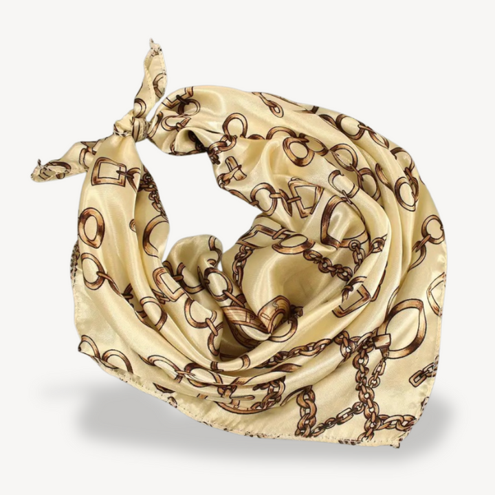 Womens Silk Head Scarf Chain Print Lightweight