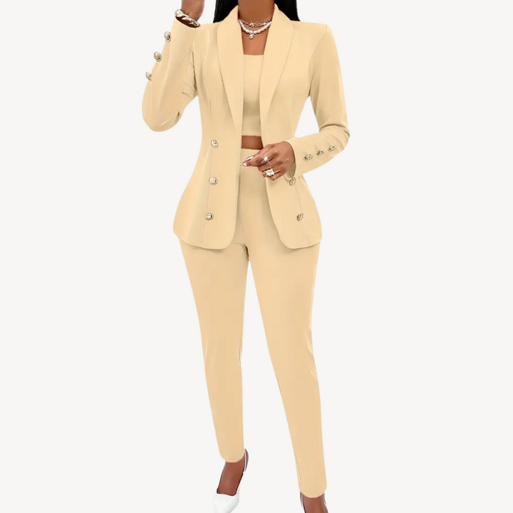 Womens Tailored Blazer and Pant Set Structured Fit