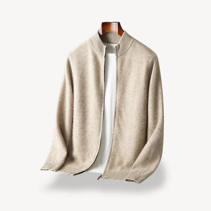 Mens Knit Cardigan with Zipper Closure - BritishMode