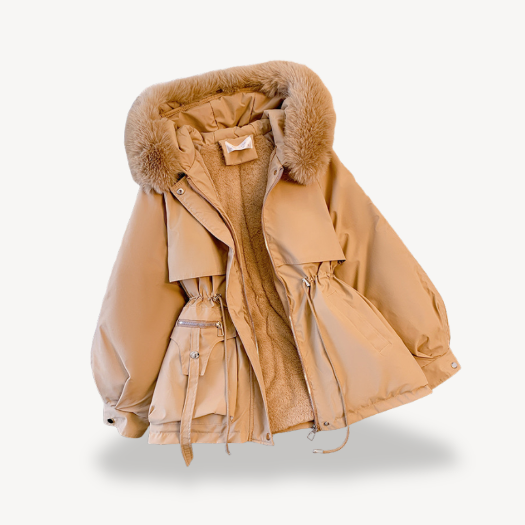 Womens Parka Jacket Faux Fur Lining Relaxed Fit