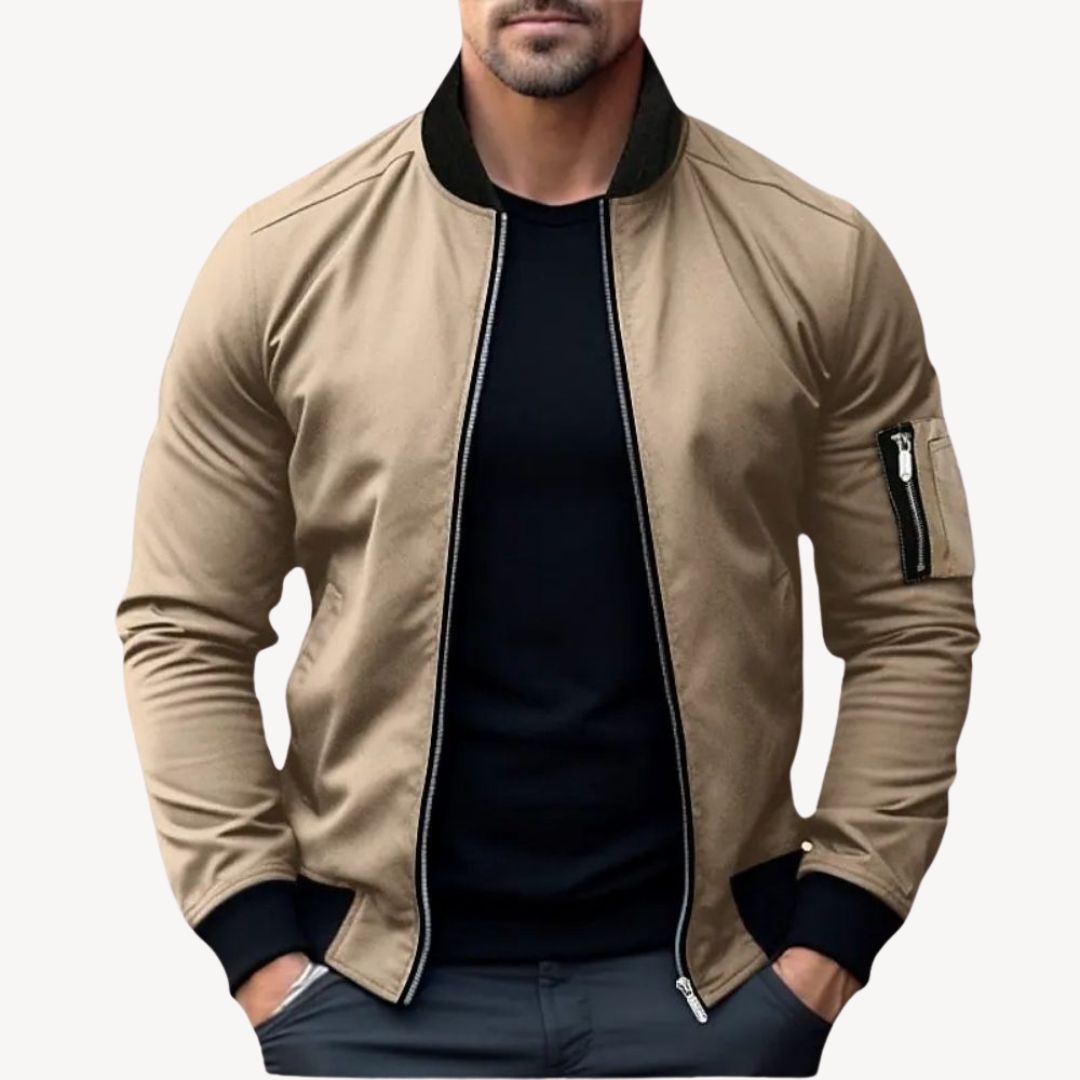Mens Bomber Jacket Zip-Up Lightweight Fit