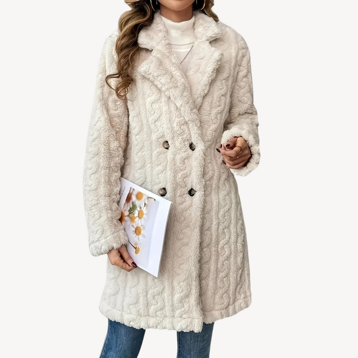 Womens Faux Fur Coat Double-Breasted Fit - BritishMode