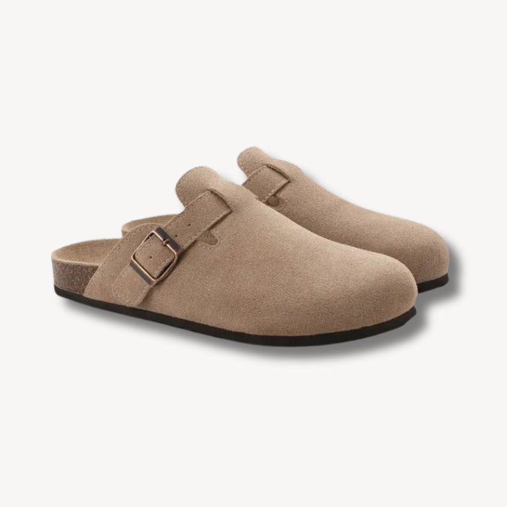 Unisex Suede Clogs with Buckle Closure