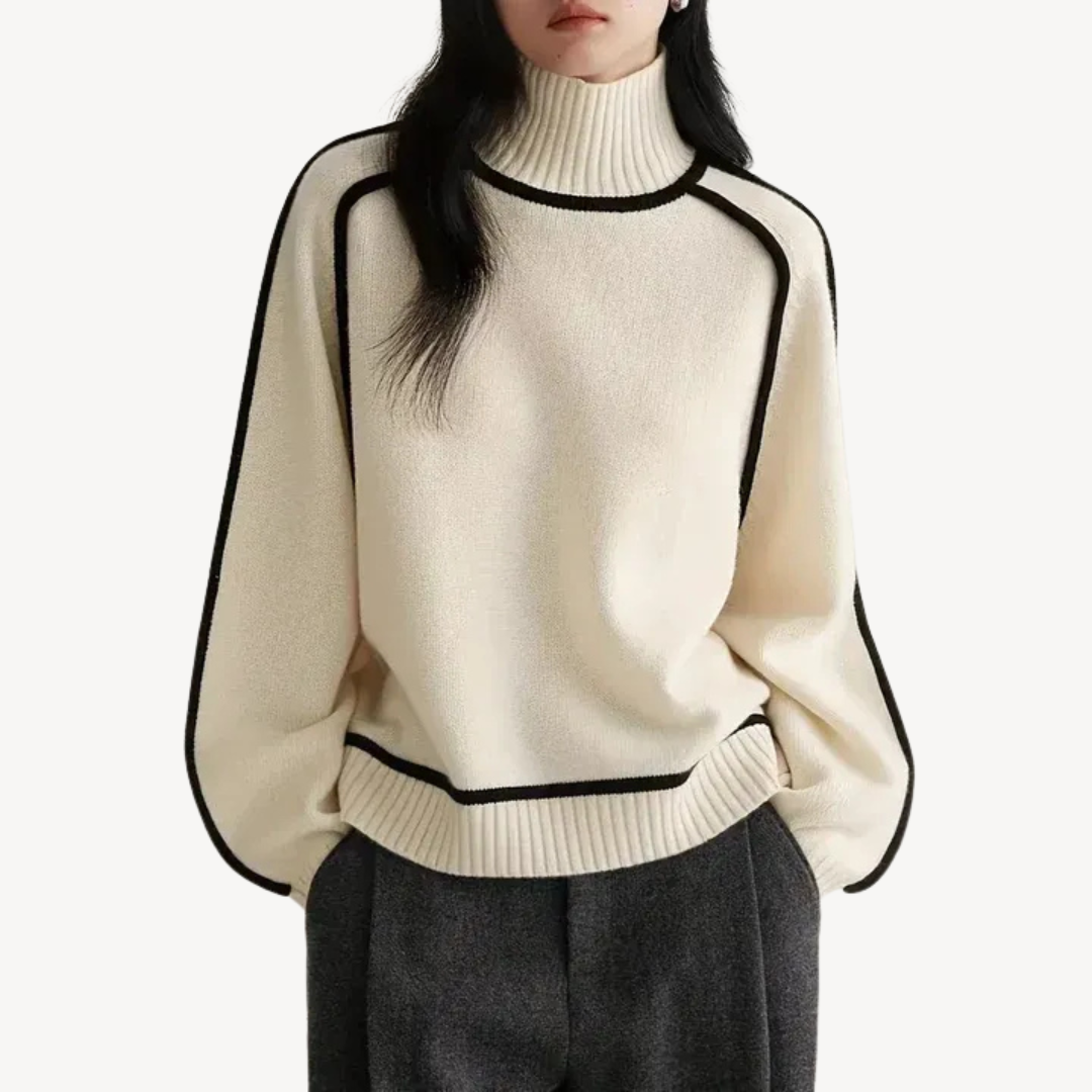 Womens Turtleneck Sweater Knit Patterned Slim Fit