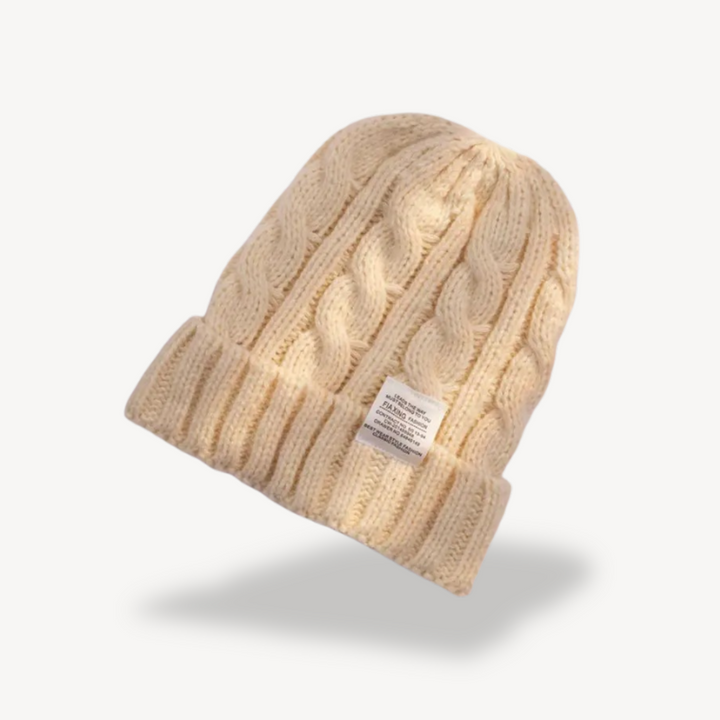 Womens Cable Knit Beanie Wool Blend Soft Fit