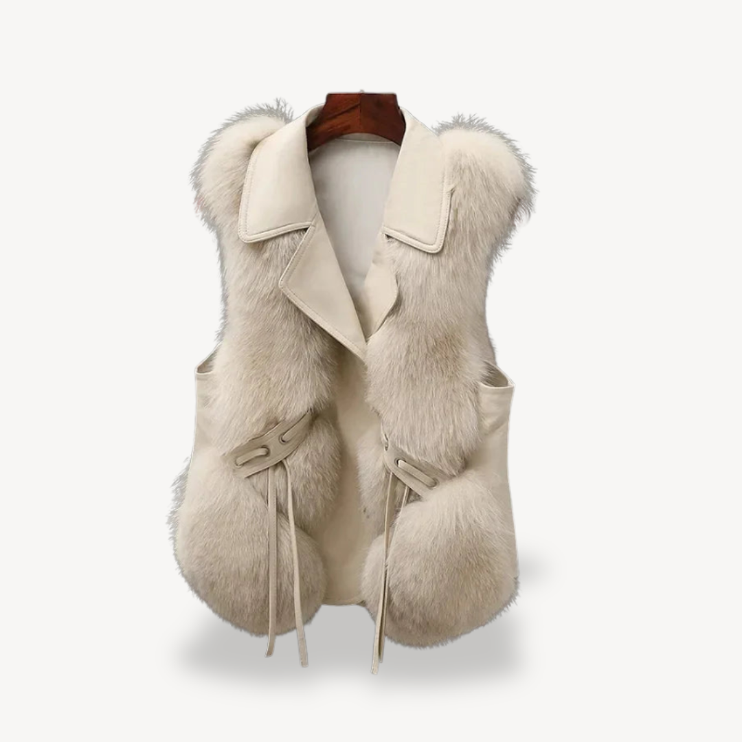 Womens Faux Leather Vest with Faux Fur - BritishMode