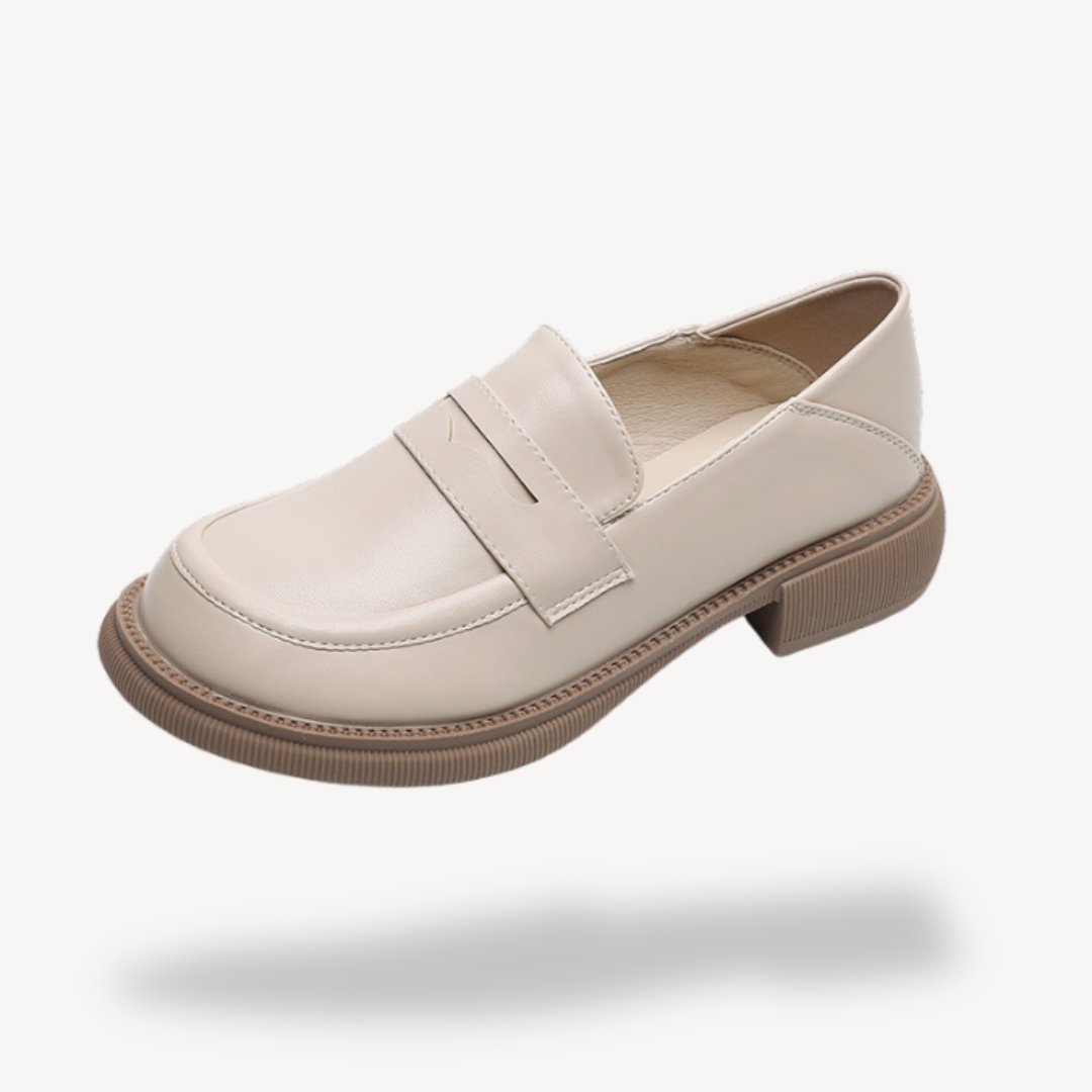 Womens Loafers Faux Leather Chunky Sole