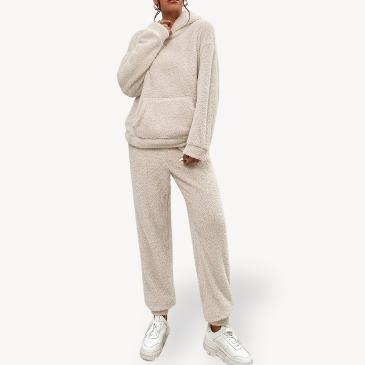 Womens Loungewear Set Plush Fleece Hoodie Relaxed Fit - BritishMode