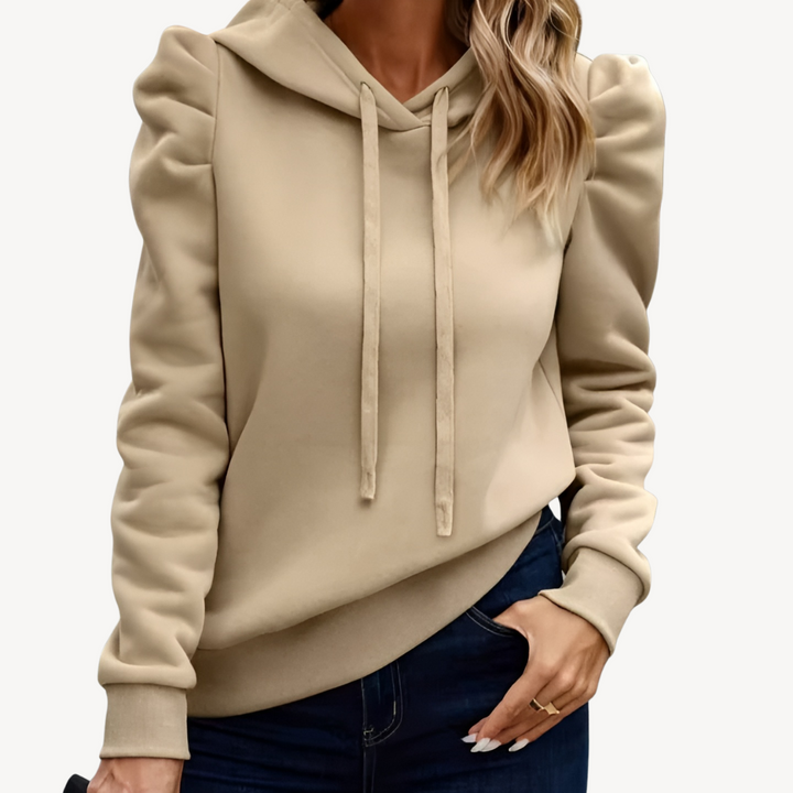 Womens Hoodie with Puff Sleeves Relaxed Fit - BritishMode