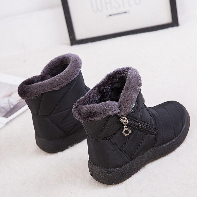Womens Ankle Boots Leather Waterproof Winter Style