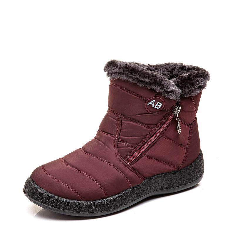 Womens Ankle Boots Leather Waterproof Winter Style