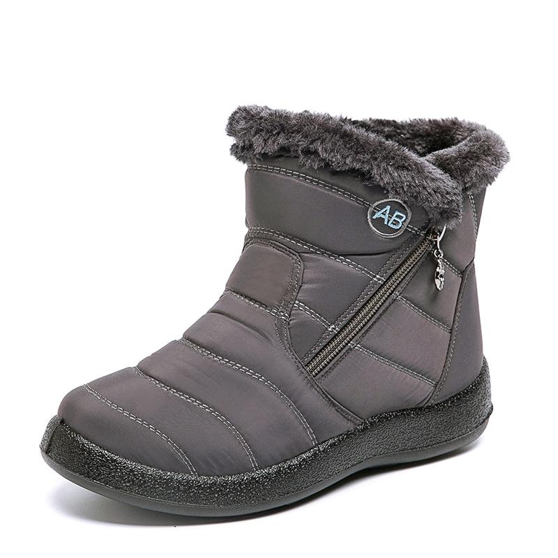 Womens Ankle Boots Leather Waterproof Winter Style