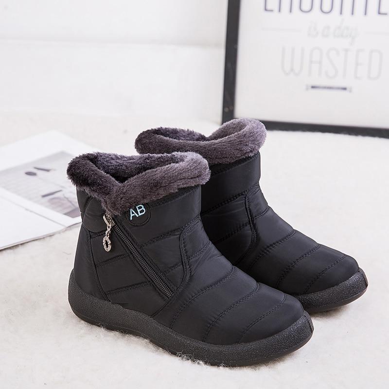 Womens Ankle Boots Leather Waterproof Winter Style