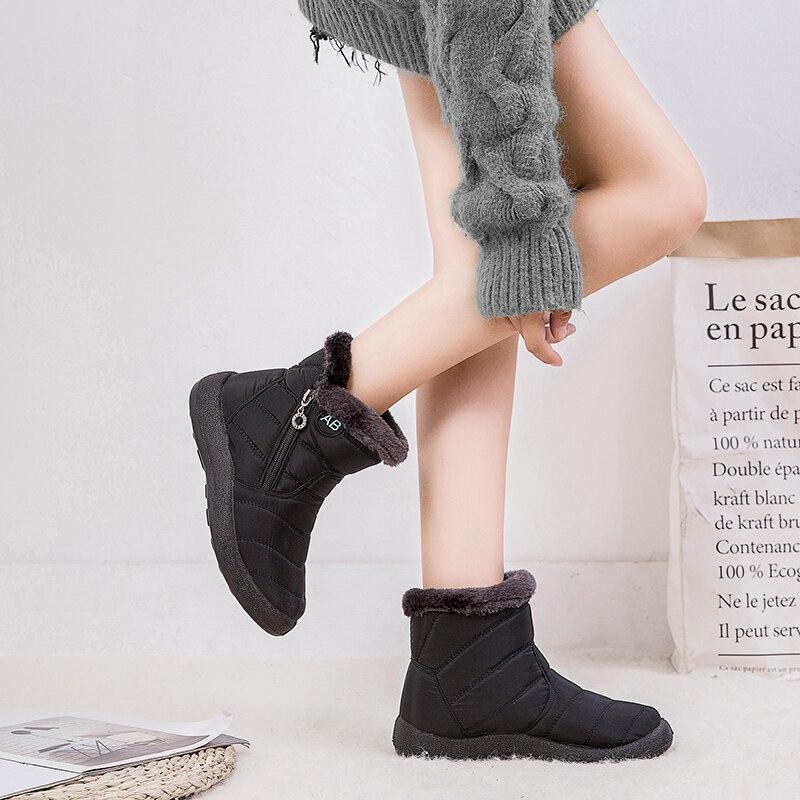 Womens Ankle Boots Leather Waterproof Winter Style