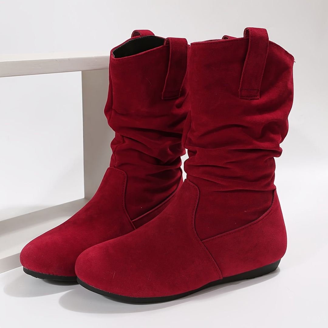 Womens Ankle Boots Suede Comfortable Low Heel - BritishMode