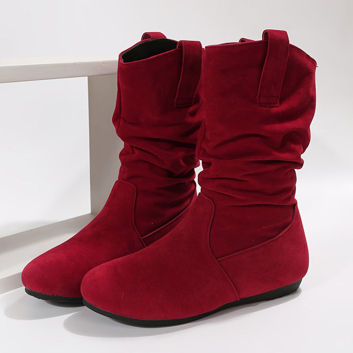 Womens Ankle Boots Suede Comfortable Low Heel - BritishMode