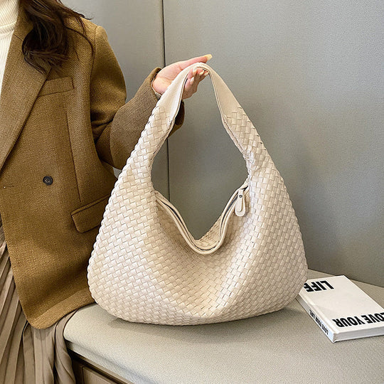 Womens Shoulder Bag Braided Oko Leather - BritishMode