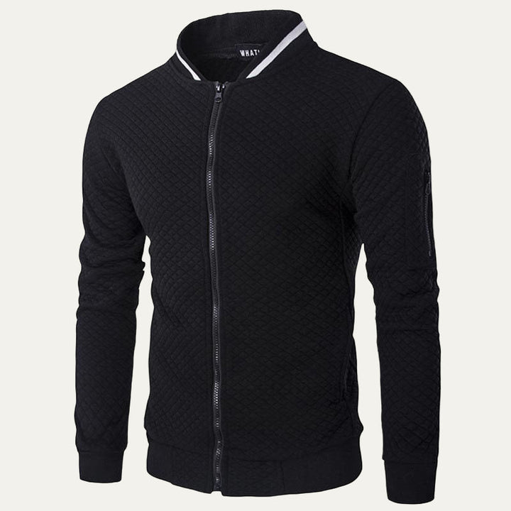 Mens Quilted Bomber Jacket Diamond Stitch Design