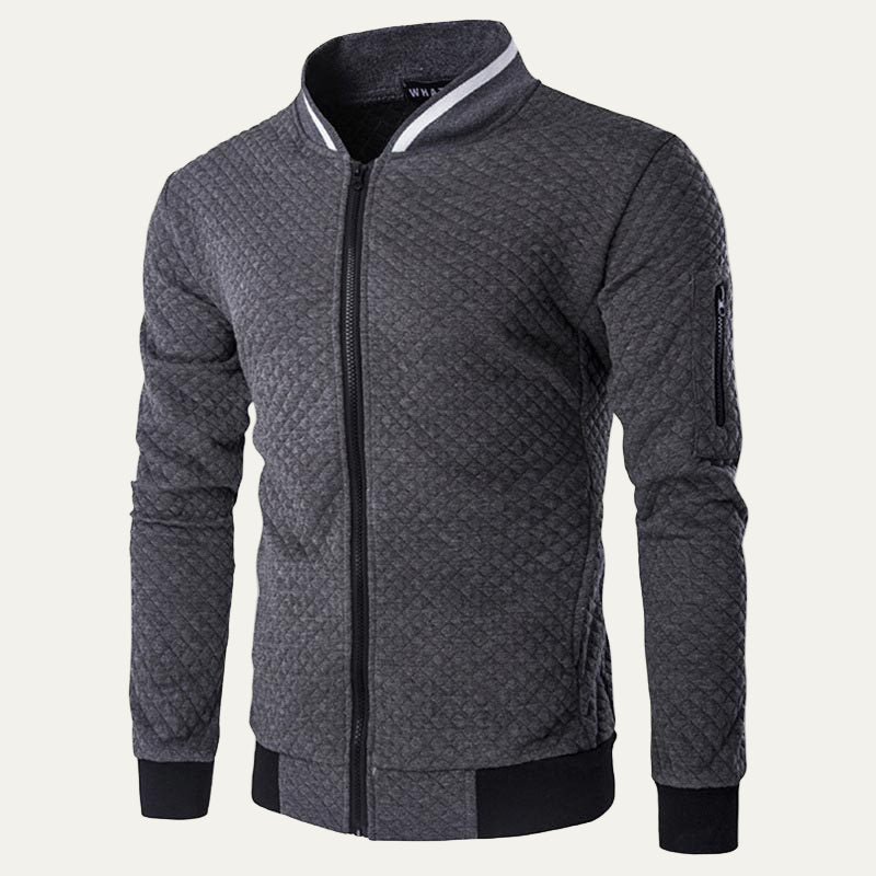 Mens Quilted Bomber Jacket Diamond Stitch Design