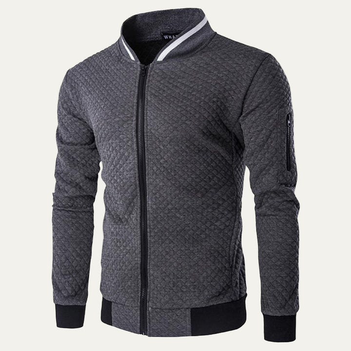 Mens Quilted Bomber Jacket Diamond Stitch Design