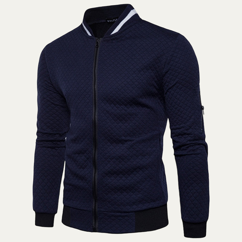 Mens Quilted Bomber Jacket Diamond Stitch Design - BritishMode