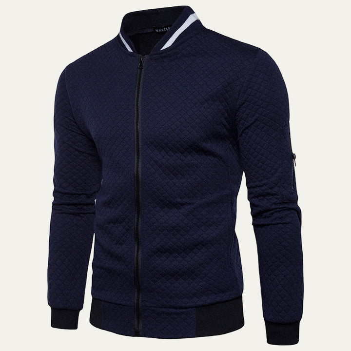Mens Quilted Bomber Jacket Diamond Stitch Design - BritishMode