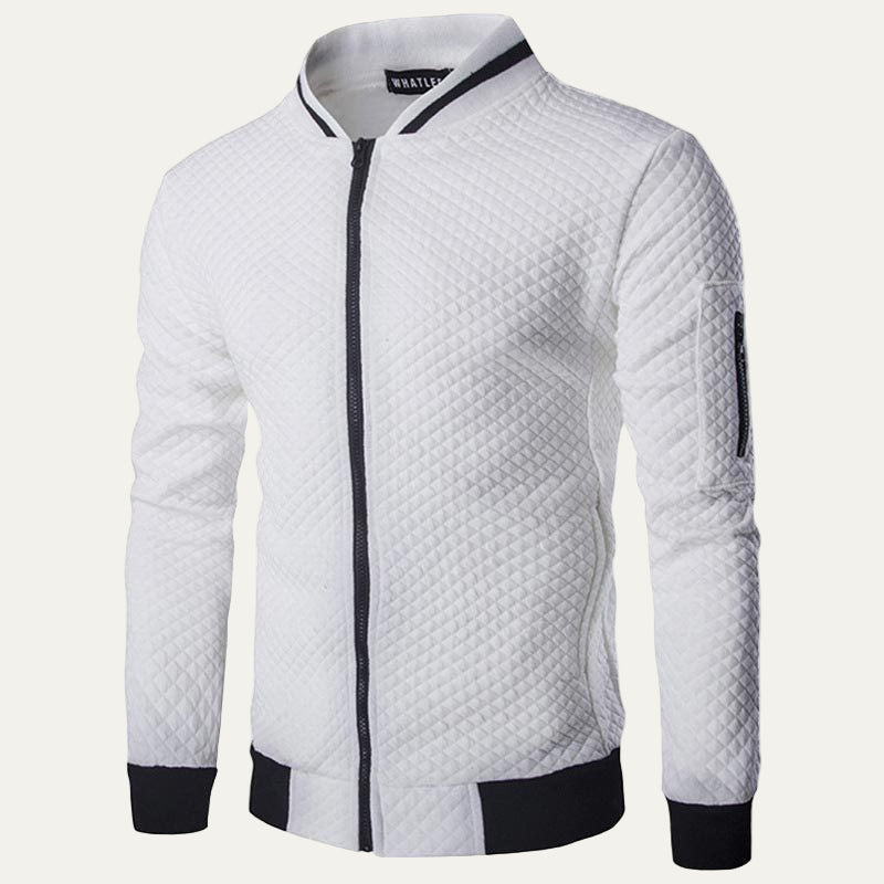 Mens Quilted Bomber Jacket Diamond Stitch Design