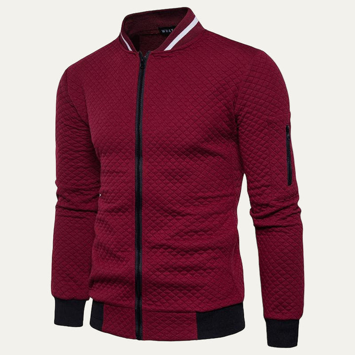 Mens Quilted Bomber Jacket Diamond Stitch Design