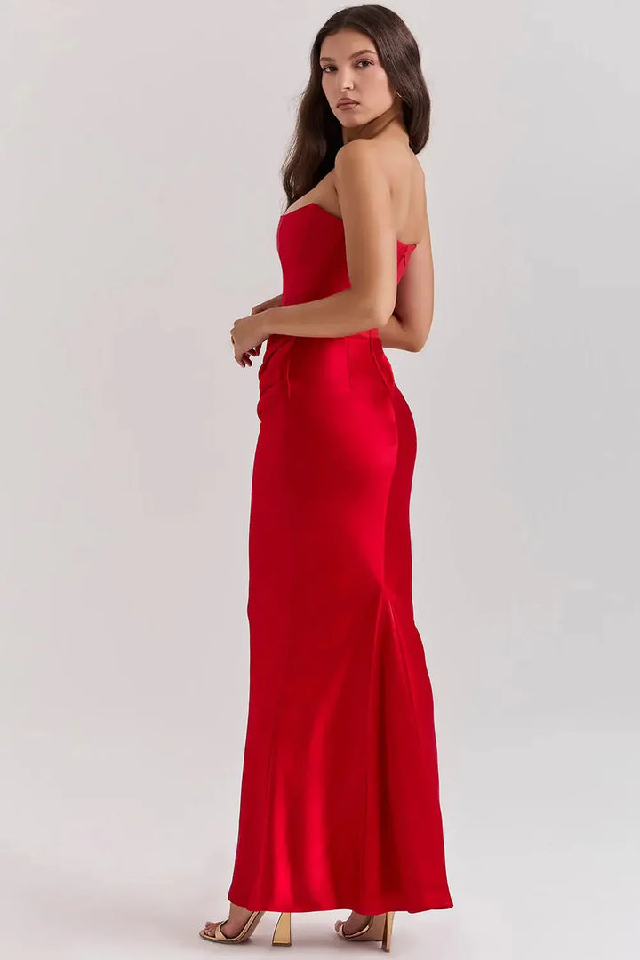 Womens Prom Maxi Dress with Corset Bodice Structured Fit