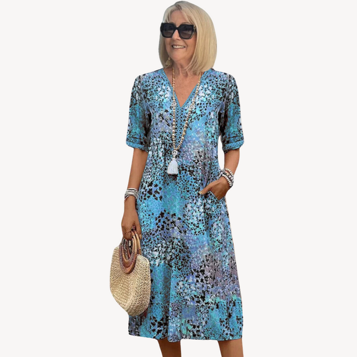 Womens Midi Dress Boho Flowy Tiered Style - BritishMode