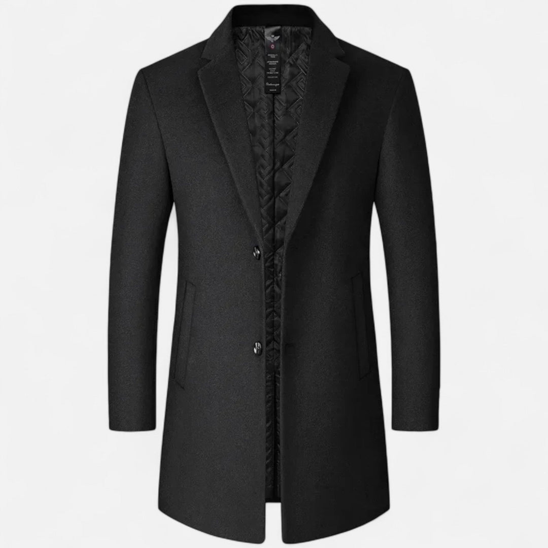 Mens Wool Pea Coat Insulated Lining Slim Fit