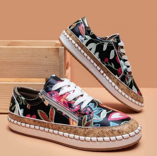 Womens Flower Pattern Sneakers Casual Comfortable Fit