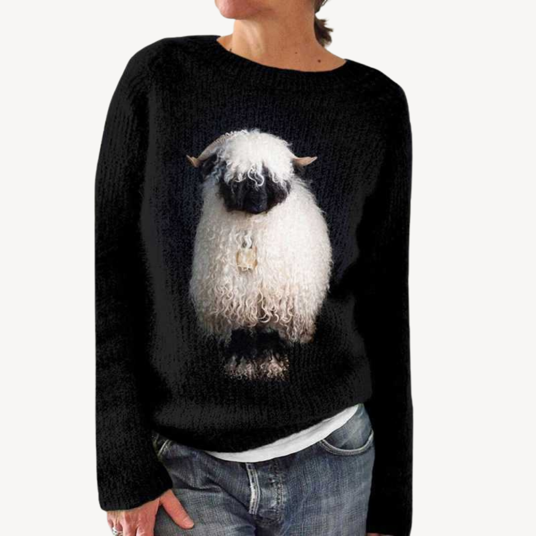Womens Sweater with Embroidered Floral Design