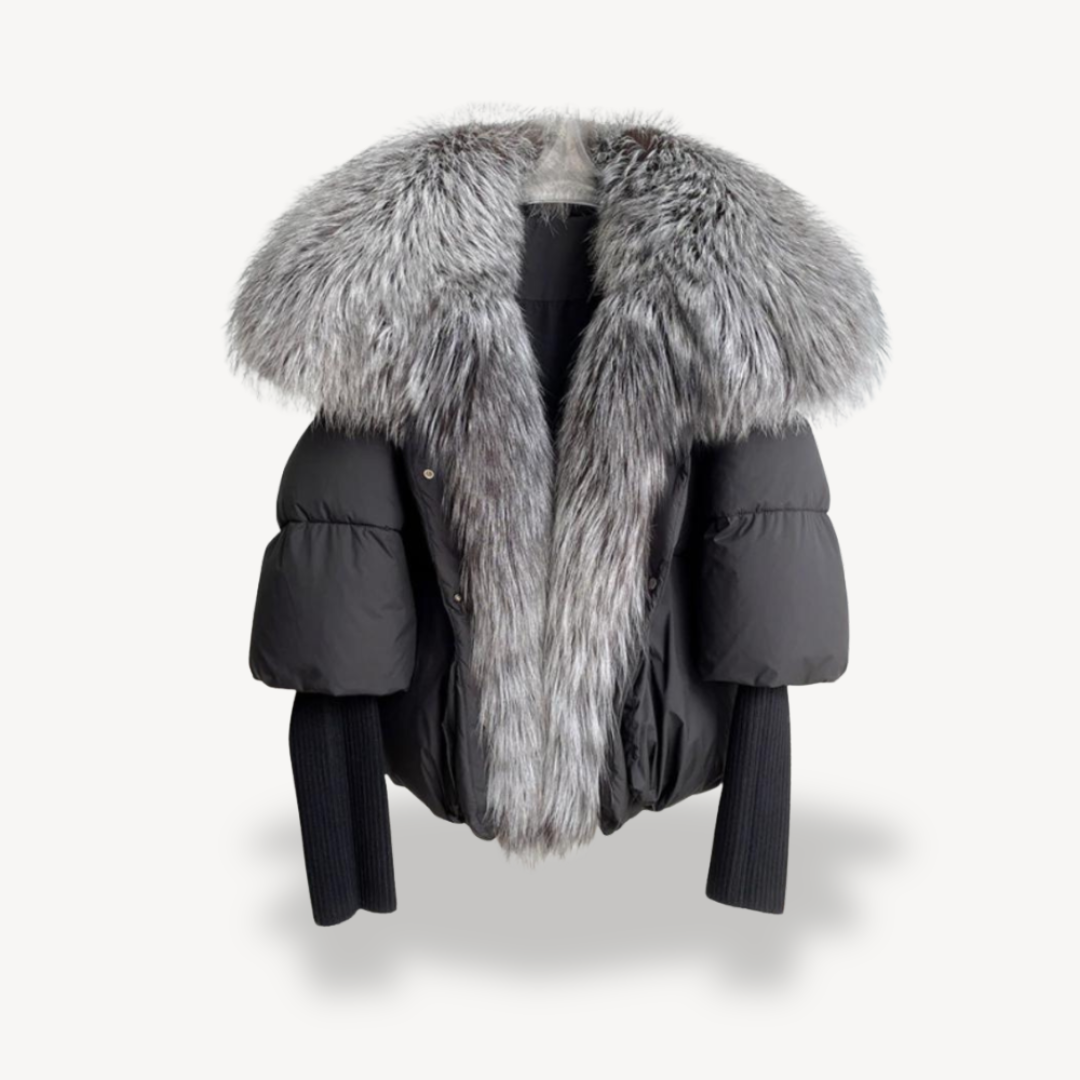 Womens Puffer Jacket Faux Fur Insulated