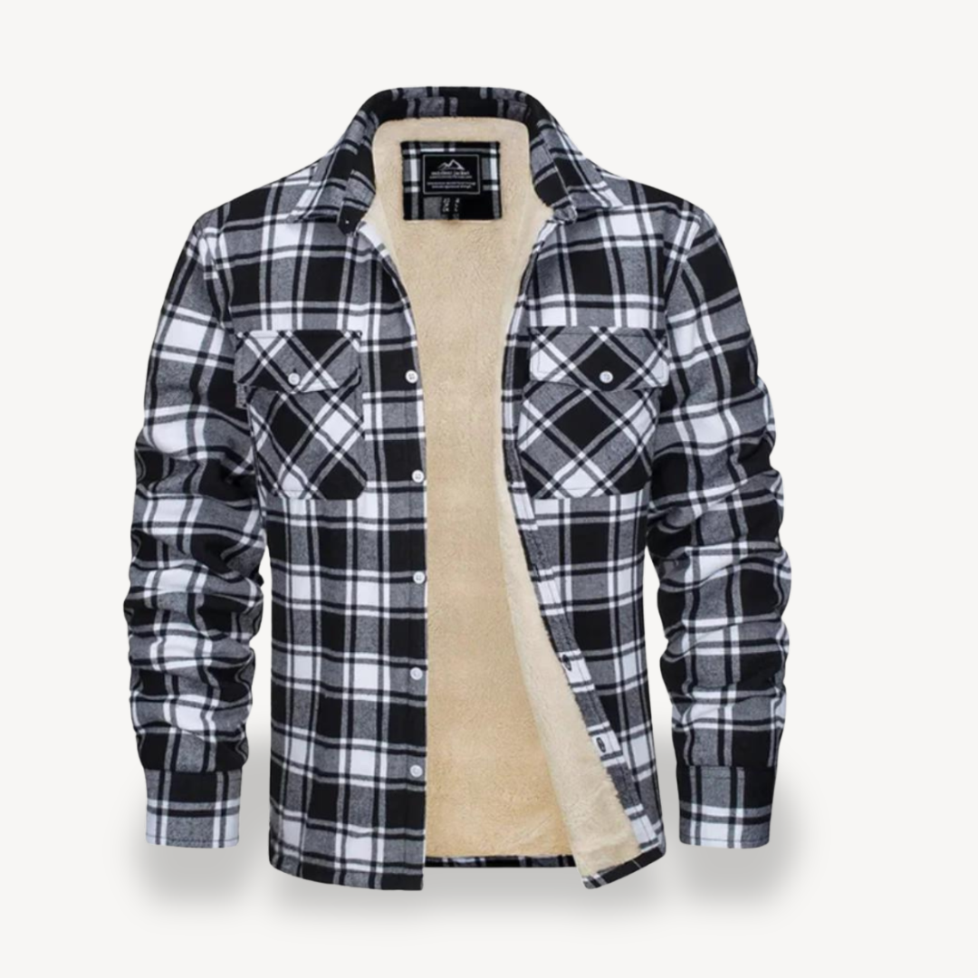 Mens Flannel Shirt with Sherpa Fleece Lining Relaxed Fit - BritishMode